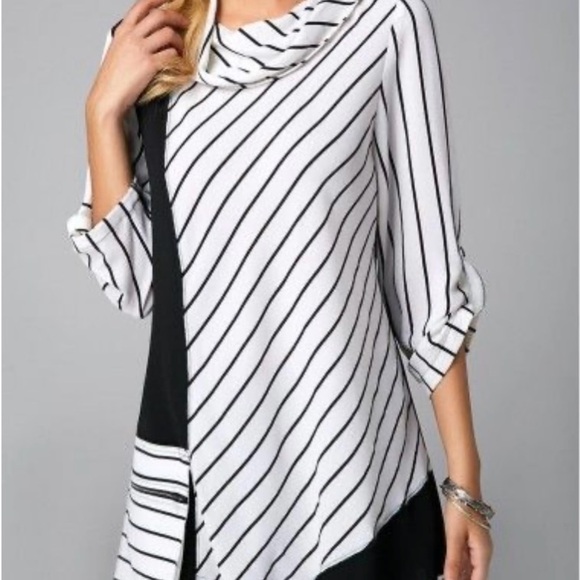 Ali Miles Tunic Top Crinkle Fabric Asymmetrical Hem Side Zip Pocket Large Artsy - Picture 13 of 13